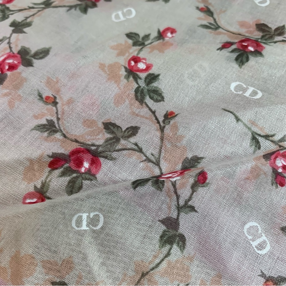 Dior Pink and Cream Floral Scarf - Picture 9 of 11